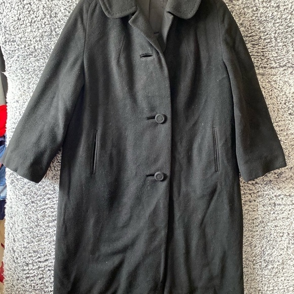 Women’s 100 percent Black Cashmere Overcoat Size M - Picture 11 of 16